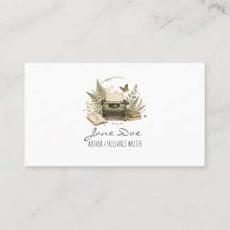 Vintage Watercolor Typewriter Author Business Card 名刺