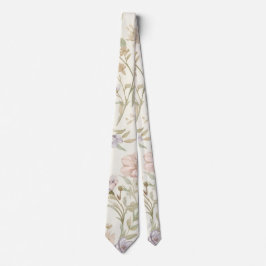 Vintage Watercolor Wildflower Seamless Pattern ネクタイ