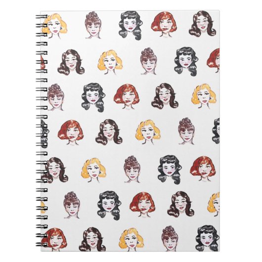 Vintage Watercolour Pin up Notebook ノートブック (正面)