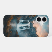 Vintage Waterfall in a Rocky Landscape iPhone 16ケース (裏面横)