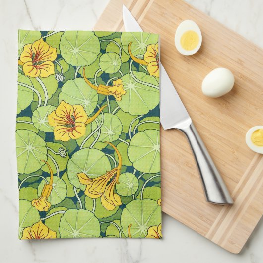 Vintage Waterlilies キッチンタオル (四つ折り)