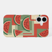 Vintage Watermelon Block Pattern iPhone 16ケース (裏面横)