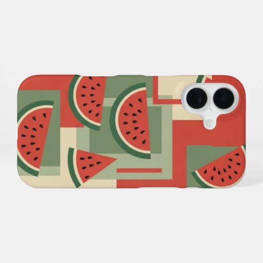 Vintage Watermelon Block Pattern iPhone 16ケース (裏面横)