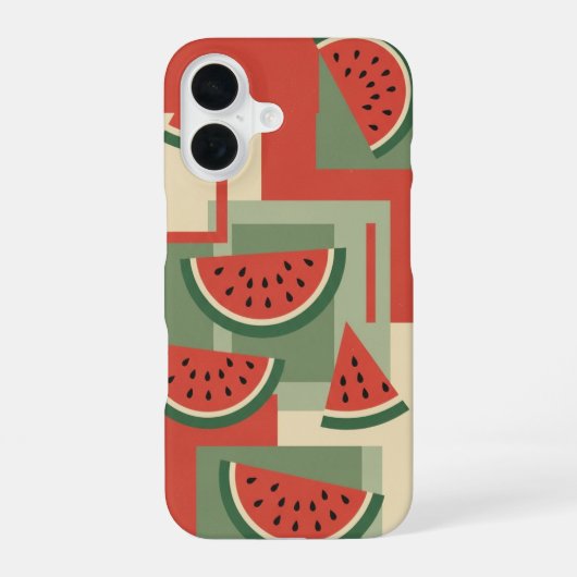 Vintage Watermelon Block Pattern iPhone 16ケース (裏面)
