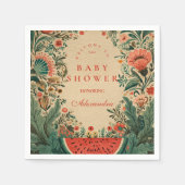 Vintage Watermelon Garden Botanical Baby Shower スタンダードカクテルナプキン (正面)