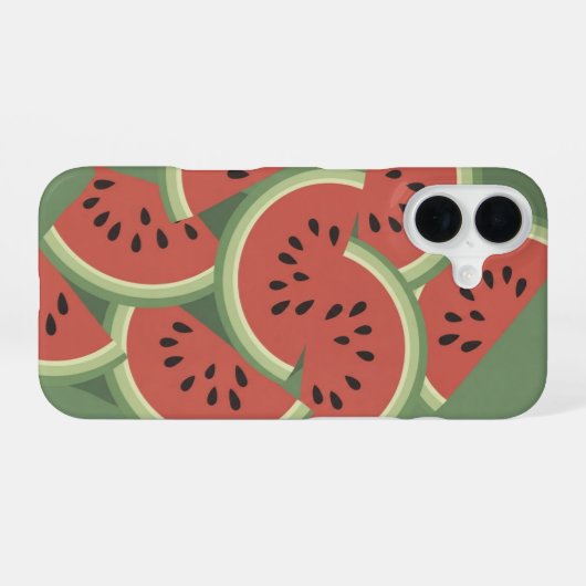 Vintage Watermelon Slices iPhone 16ケース (裏面横)