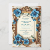 Vintage Wedding Beautiful floral French Blue 招待状 (裏面)