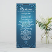 Vintage Wedding Geometric Teal Turquoise Elegant プログラム (スタンド正面)