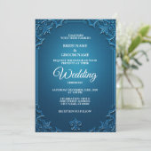 Vintage Wedding Geometric Teal Turquoise Elegant   招待状 (スタンド正面)