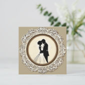 Vintage Wedding Silhouette Bride & Groom 💍🌿✨ 招待状 (スタンド正面)