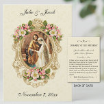 Vintage Wedding Traditional Catholic  Holy Card 名刺<br><div class="desc">This is a traditional Catholic wedding image of the Blessed Mother and St. Joseph with a gold vintage frame, vintage cherry blossoms, and n ecru lace background. All text and fonts can be customized. Your wedding guests would love to receive a memento such as this! We also offer coordinating invitations...</div>