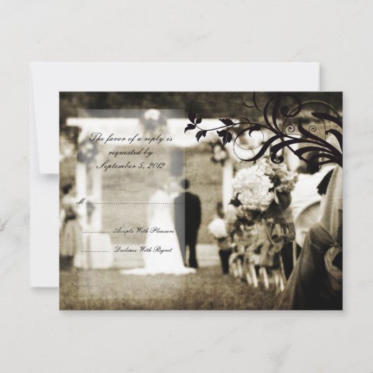 Vintage WedingのRSVP 出欠カード (正面)