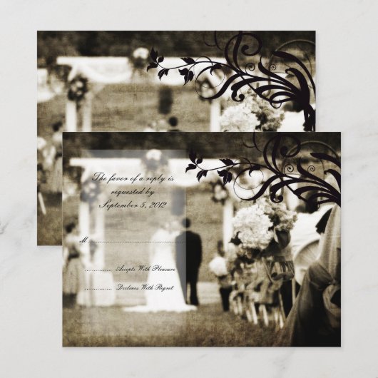 Vintage WedingのRSVP 出欠カード (正面/裏面)