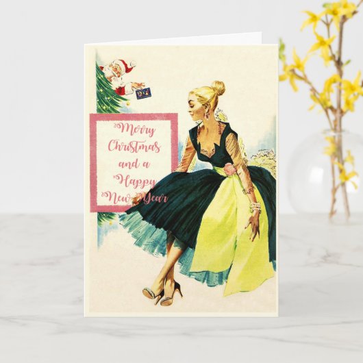 Vintage Weihnachtskarte カード (黄色い花)