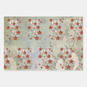 Vintage Weihnachtssterne Packpapier Blatt ラッピングペーパーシート (正面3)