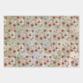Vintage Weihnachtssterne Packpapier Blatt ラッピングペーパーシート (正面)