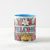 Vintage WELCOME Flowers Housewarming Party  マグカップ (中央)