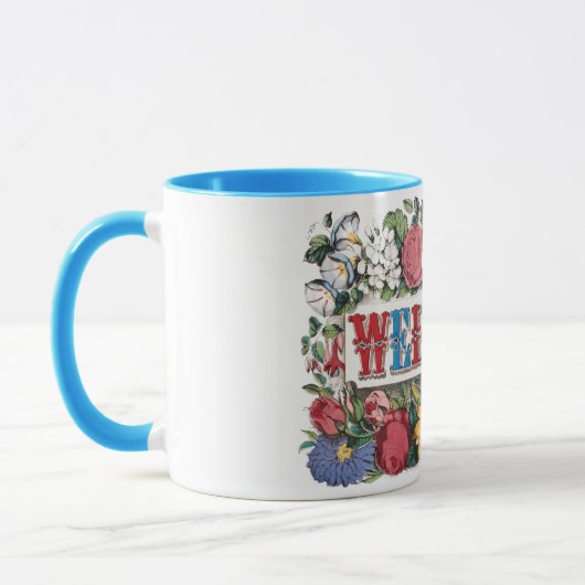 Vintage WELCOME Flowers Housewarming Party  マグカップ (左)