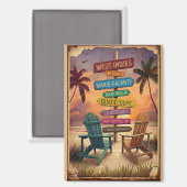 Vintage West Indies Beach Sign / Panneau Antilles マグネット (正面/裏面)
