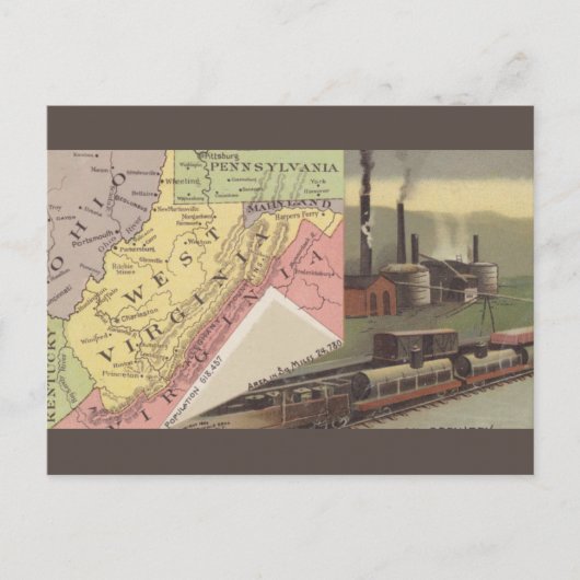 Vintage West Virginia Map ポストカード (正面)