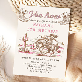 Vintage Western Cowboy Birthday Invitation  招待状