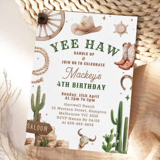 Vintage Western Cowboy Birthday Invitation 招待状