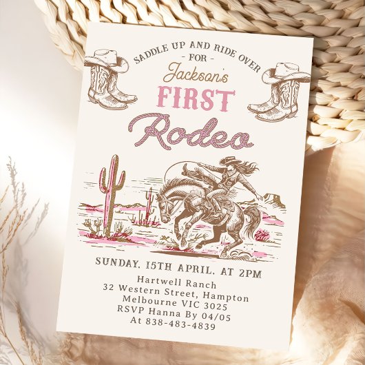 Vintage Western Cowboy First Rodeo Invitation  招待状