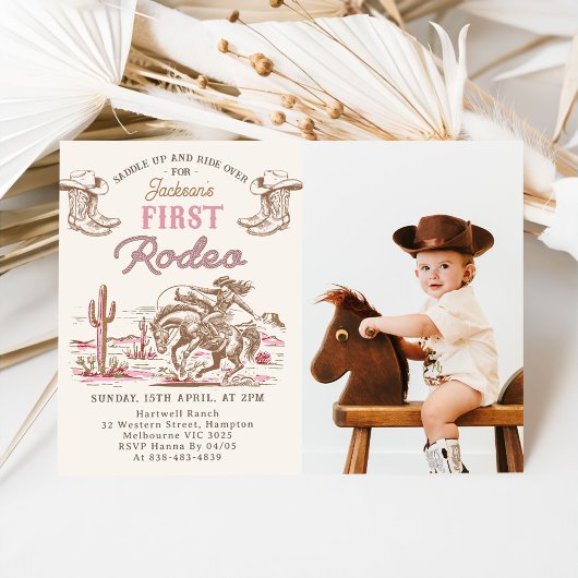 Vintage Western Cowboy First Rodeo Invitation  招待状