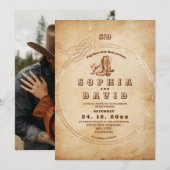 Vintage Western Cowboy Wedding 招待状 (正面/裏面)