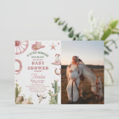 Vintage Western Cowgirl Baby shower Invitation  招待状 (スタンド正面)