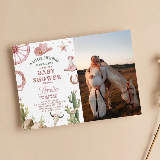 Vintage Western Cowgirl Baby shower Invitation  招待状