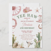 Vintage Western Cowgirl Birthday Invitation 招待状 (正面)