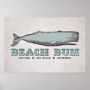 Vintage Whale Beach Bum Poster ポスター