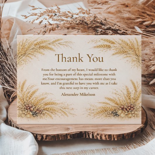 Vintage Wheat Field Graduation Party サンキューカード