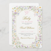 Vintage Whimsical Bow Baby Shower Girl invitation 招待状 (正面/裏面)