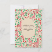 Vintage Whimsical Pink Reindeer, Christmas Pattern サンキューカード (裏面)
