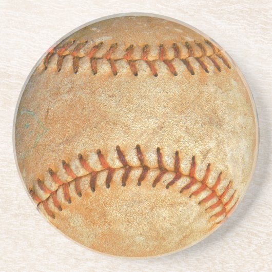 Vintage White Baseball red stitching コースター (正面)