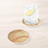 Vintage White Baseball red stitching コースター (側面)