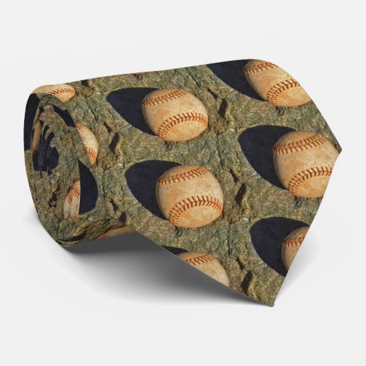 Vintage White Baseball red stitching ネクタイ (ロール)