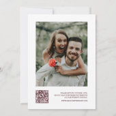 Vintage White Burgundy Photo QR Code Wedding 招待状 (裏面)
