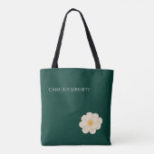 Vintage White Camellia Forest Green Elegant トートバッグ (裏面)