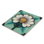 Vintage White Floral Ceramic Tile タイル (側面)