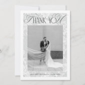 Vintage White Floral Lace Wedding サンキューカード (正面)