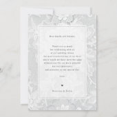 Vintage White Floral Lace Wedding サンキューカード (裏面)