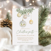 Vintage White Gold ornament Christmas party 招待状