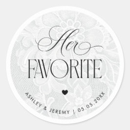 Vintage White Lace Her Favorite Wedding Favor ラウンドシール