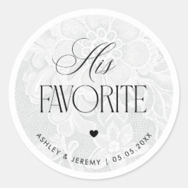 Vintage White Lace His Favorite Wedding Favor ラウンドシール