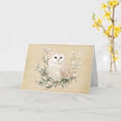 Vintage White Owl Greeting Card カード (黄色い花)