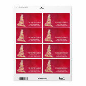 Vintage White Red Glitter Christmas Tree Holiday ラベル (フルシート)