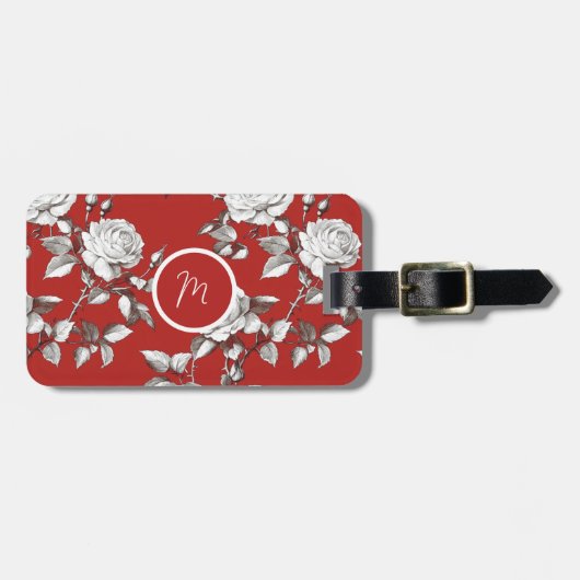 Vintage White Rose Custom Monogram  ラゲッジタグ (正面横)